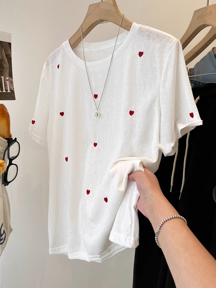 Embroidery Cotton Shirt - Camiseta Feminina Plus Size de Verão