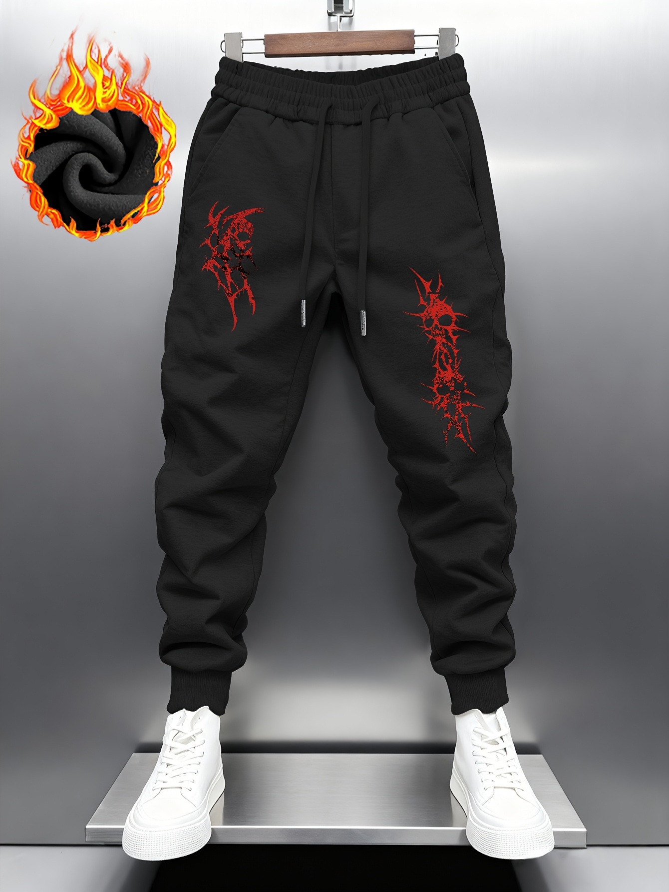 Embroidery Online - Calças de moletom pretas para homem,