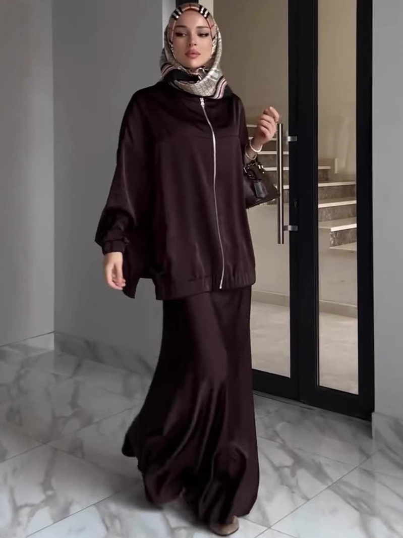 Vestido muçulmano cetim 2 peça - Embroidery Online avaliação e preço
