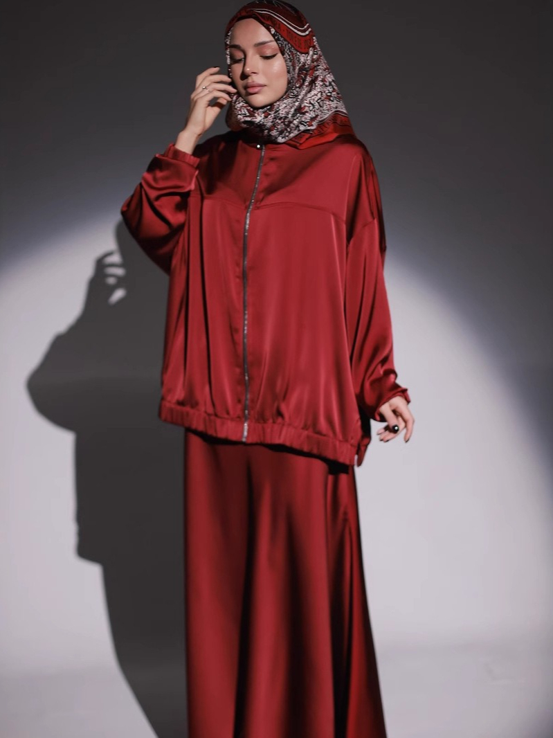 Vestido muçulmano cetim 2 peça - Embroidery Online avaliação e preço