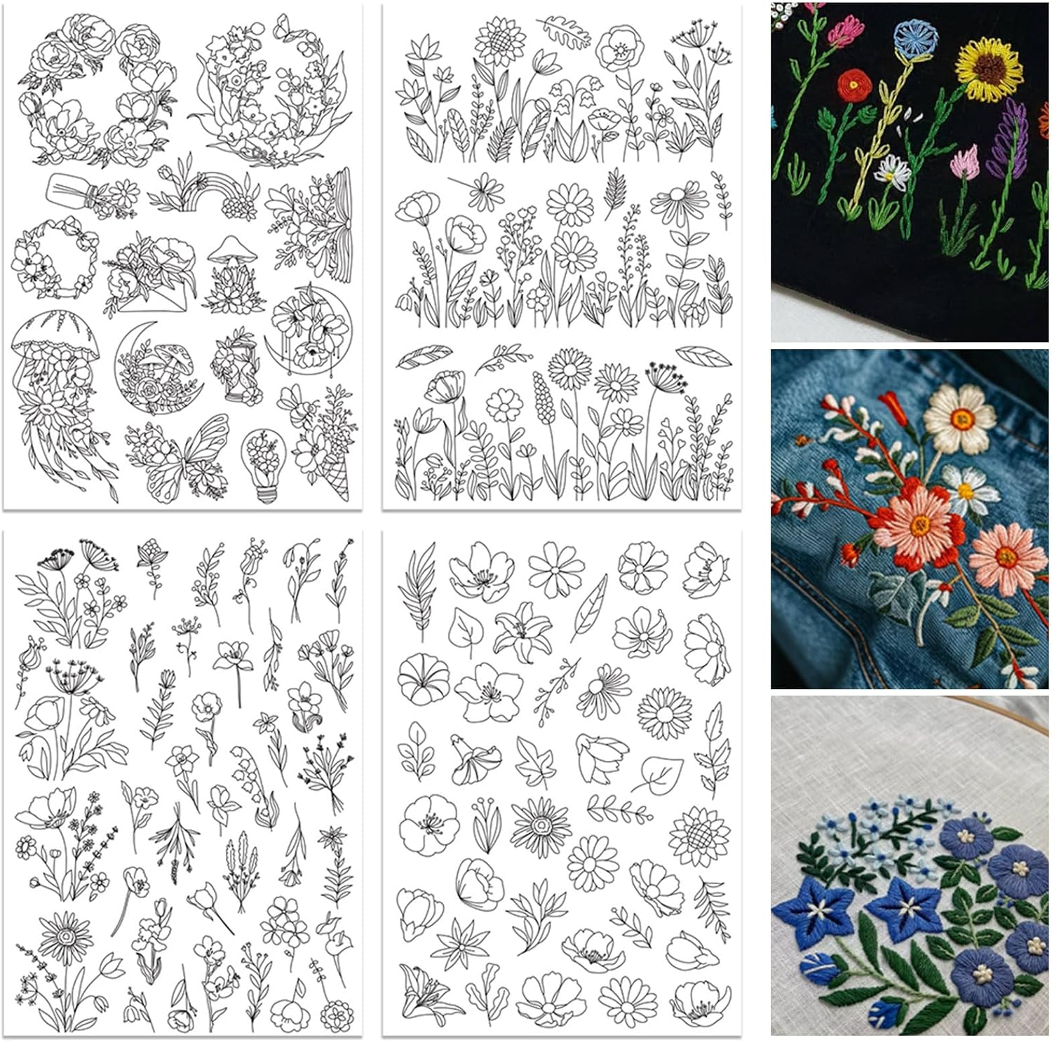 4 folhas de padrões de bordado - Embroidery Meaning avaliação e preço