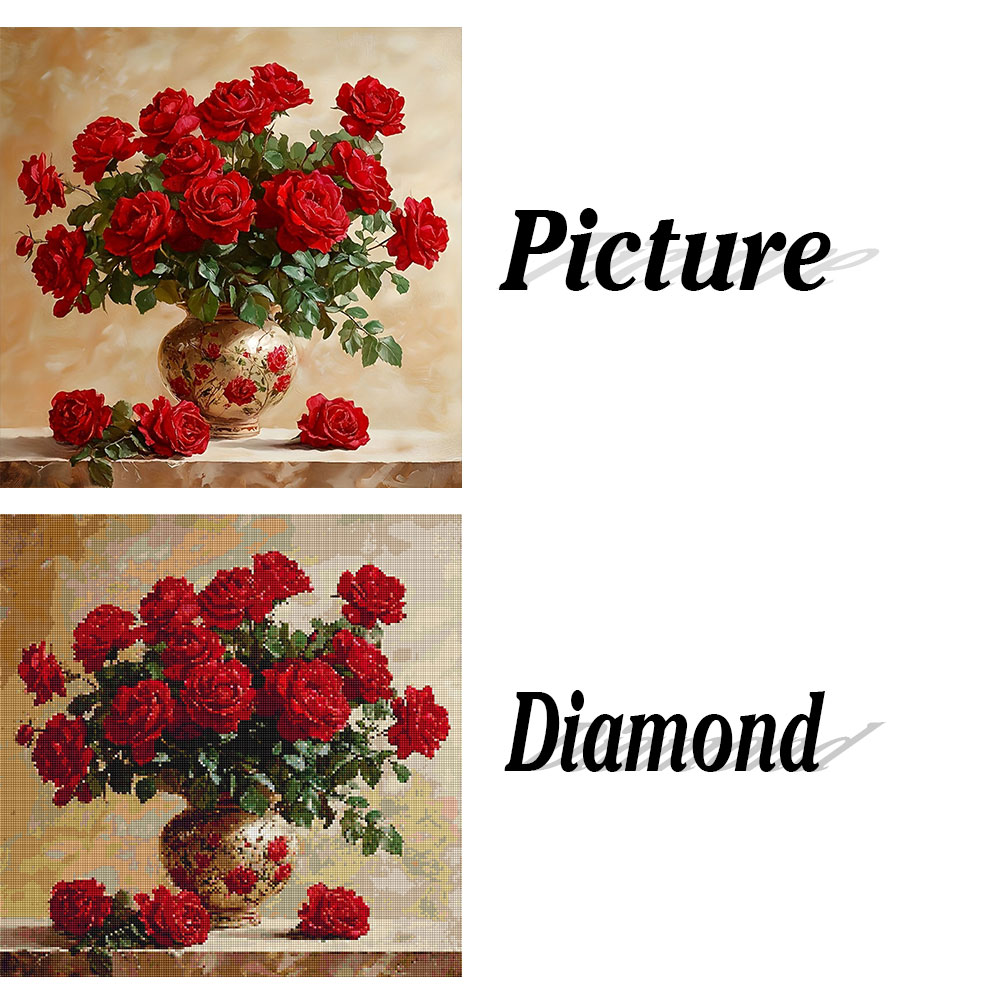 Rosa pintura diamante quadrado - Embroidery Rose avaliação e preço